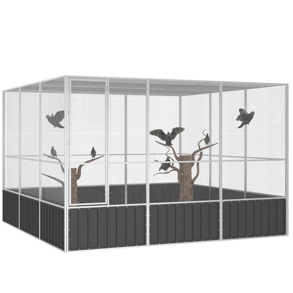 Gabbia Uccelli Antracite 302,5x324,5x211,5 cm Acciaio Zincato