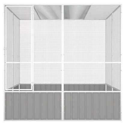 Gabbia per Uccelli Grigia 213,5x217,5x211,5 cm Acciaio Zincato