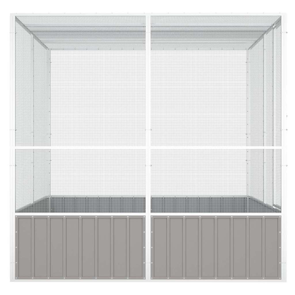 Gabbia per Uccelli Grigia 213,5x217,5x211,5 cm Acciaio Zincato