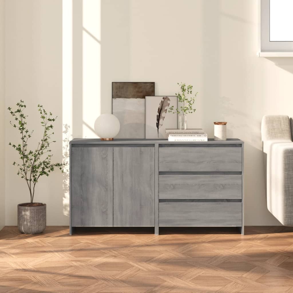 Credenze 2 pz Grigio Sonoma in Legno Multistrato
