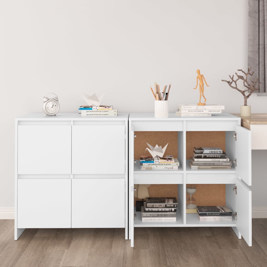 Credenze 2 pz Bianche 70x41x75 cm in Legno Multistrato