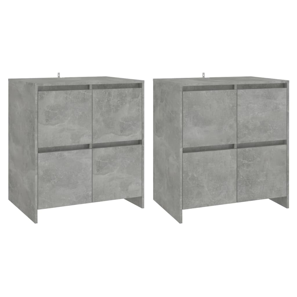 Credenze 2 pz Grigio Cemento 70x41x75 cm in Legno Multistrato