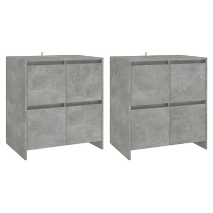 Credenze 2 pz Grigio Cemento 70x41x75 cm in Legno Multistrato