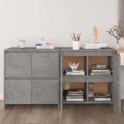 Credenze 2 pz Grigio Cemento 70x41x75 cm in Legno Multistrato