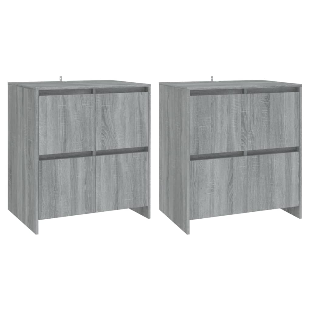 Credenze 2 pz Grigio Sonoma 70x41x75 cm in Legno Multistrato