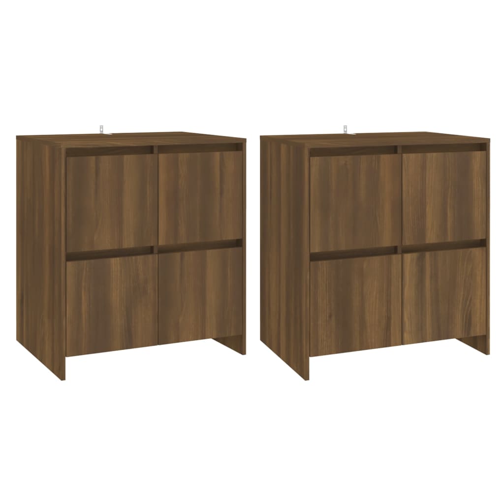 Credenze 2 pz Rovere Marrone 70x41x75 cm in Legno Multistrato