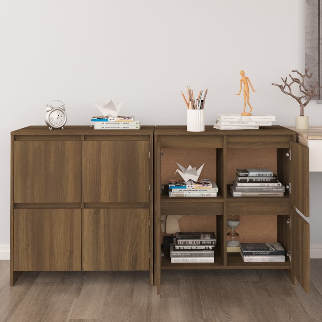 Credenze 2 pz Rovere Marrone 70x41x75 cm in Legno Multistrato