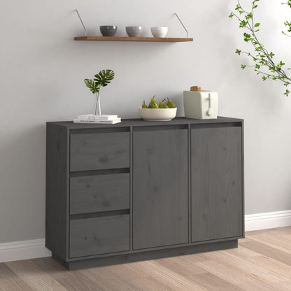Credenza Grigia 111x34x75 cm in Legno Massello di Pino