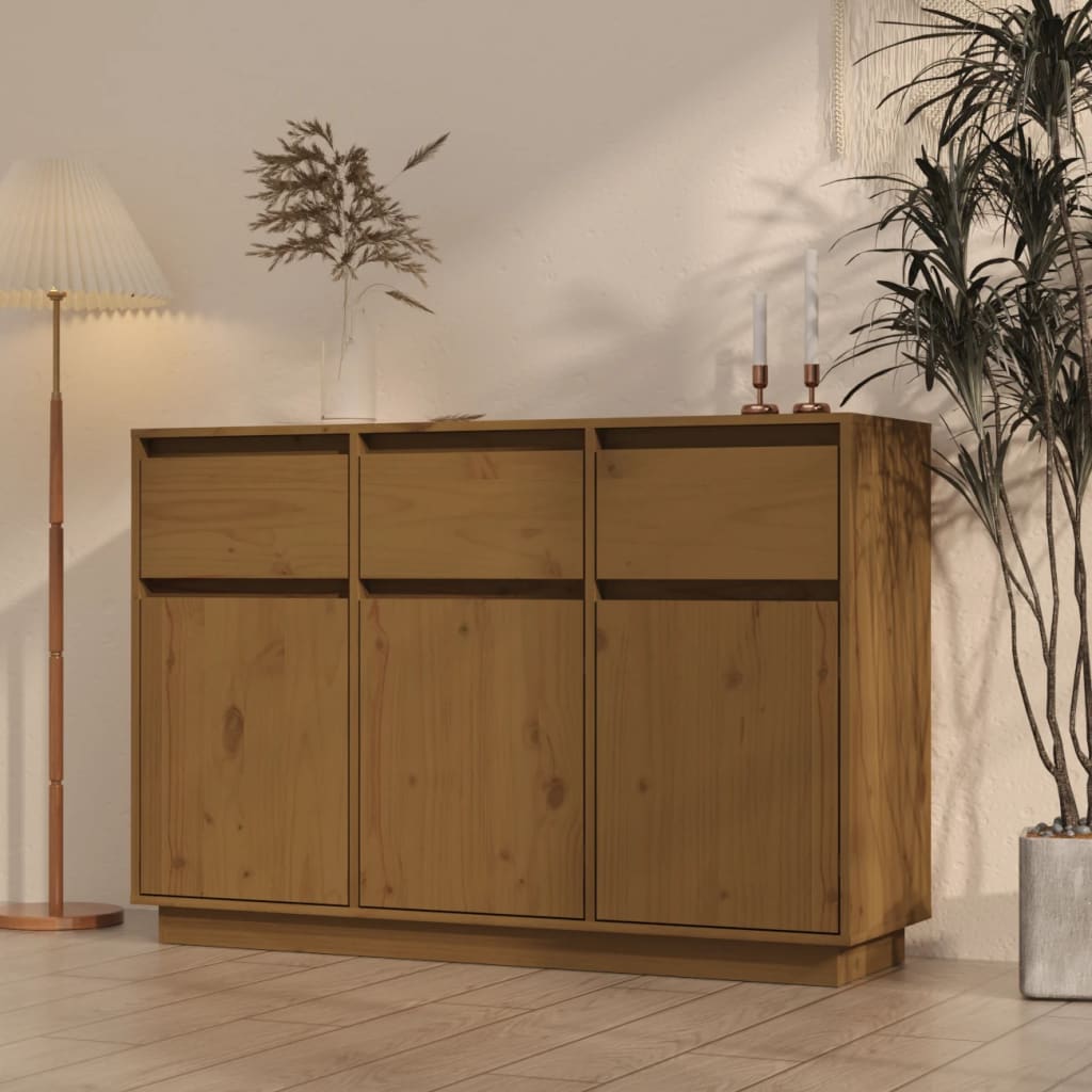 Credenza Marrone Ambra 110x34x75 cm in Legno Massello di Pino