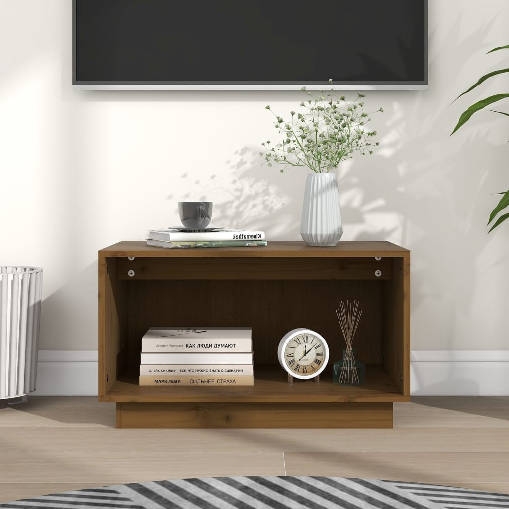 Mobile Porta TV Ambrato 60x35x35 cm in Legno Massello di Pino
