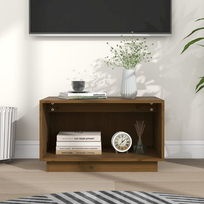 Mobile Porta TV Ambrato 60x35x35 cm in Legno Massello di Pino
