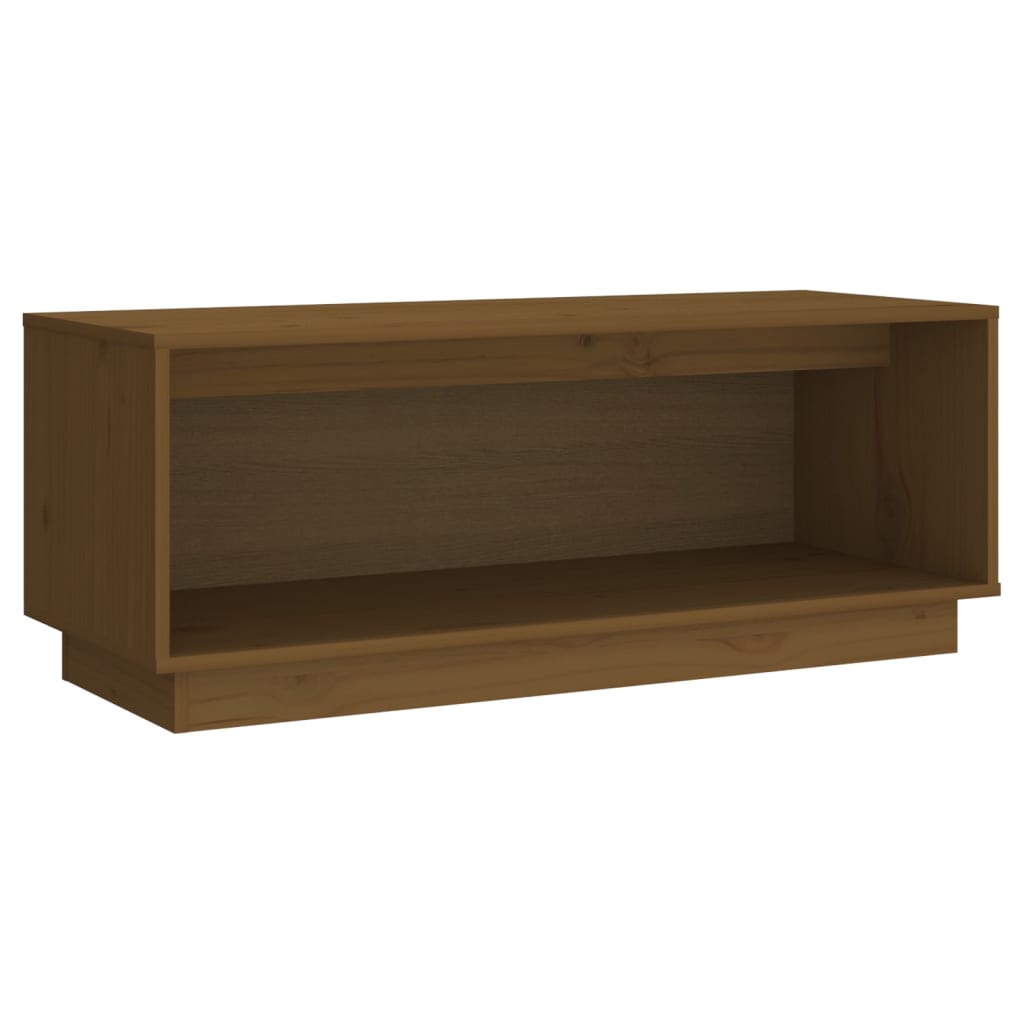 Mobile Porta TV Ambrato 90x35x35 cm in Legno Massello di Pino