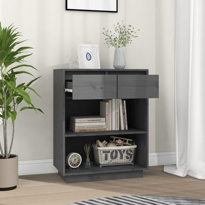 Mobile Consolle Grigio 60x34x75 cm in Legno Massello di Pino
