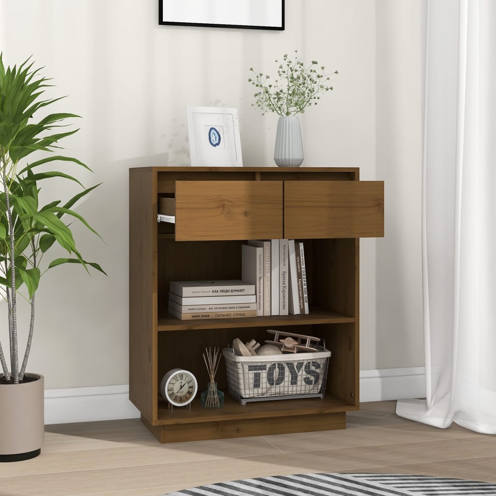 Mobile Consolle Ambrato 60x34x75 cm in Legno Massello di Pino