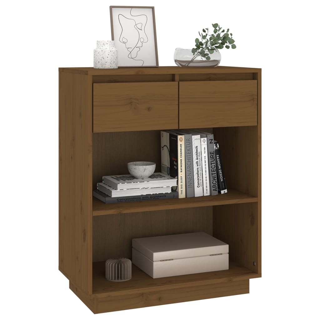 Mobile Consolle Ambrato 60x34x75 cm in Legno Massello di Pino