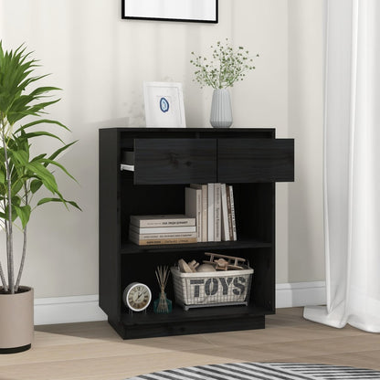 Mobile Consolle Nero 60x34x75 cm in Legno Massello di Pino
