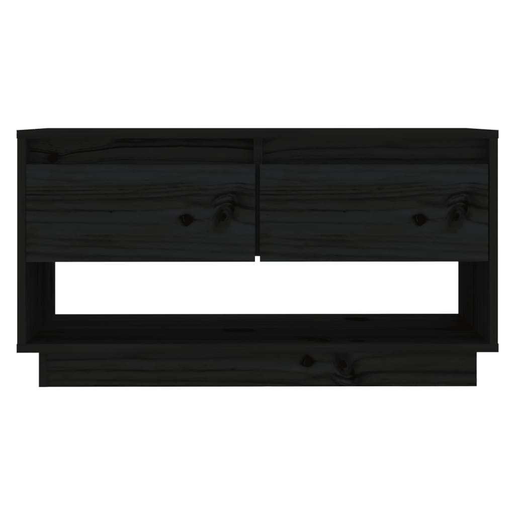 Mobile Porta TV Nero 74x34x40 cm in Legno Massello di Pino