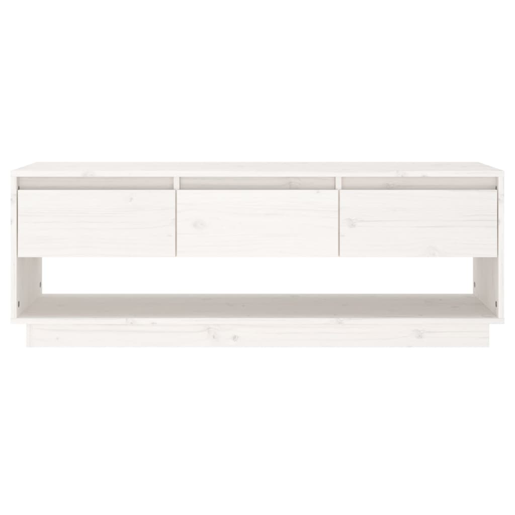 Mobile Porta TV Bianco 110,5x34x40 cm in Legno Massello di Pino