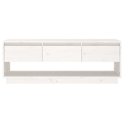 Mobile Porta TV Bianco 110,5x34x40 cm in Legno Massello di Pino