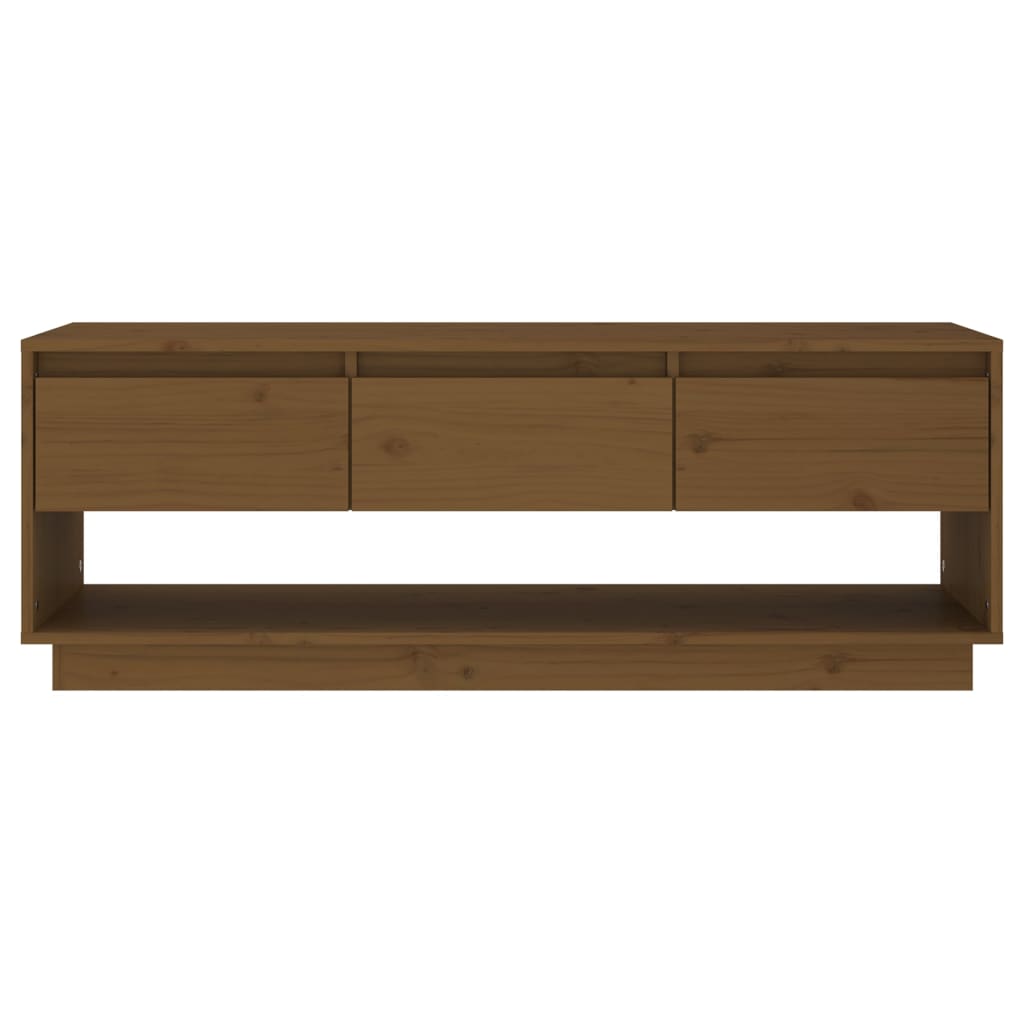Mobile Porta TV Ambrato 110,5x34x40cm in Legno Massello di Pino
