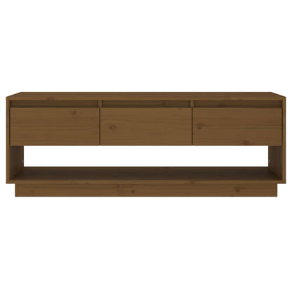 Mobile Porta TV Ambrato 110,5x34x40cm in Legno Massello di Pino