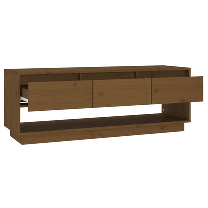 Mobile Porta TV Ambrato 110,5x34x40cm in Legno Massello di Pino