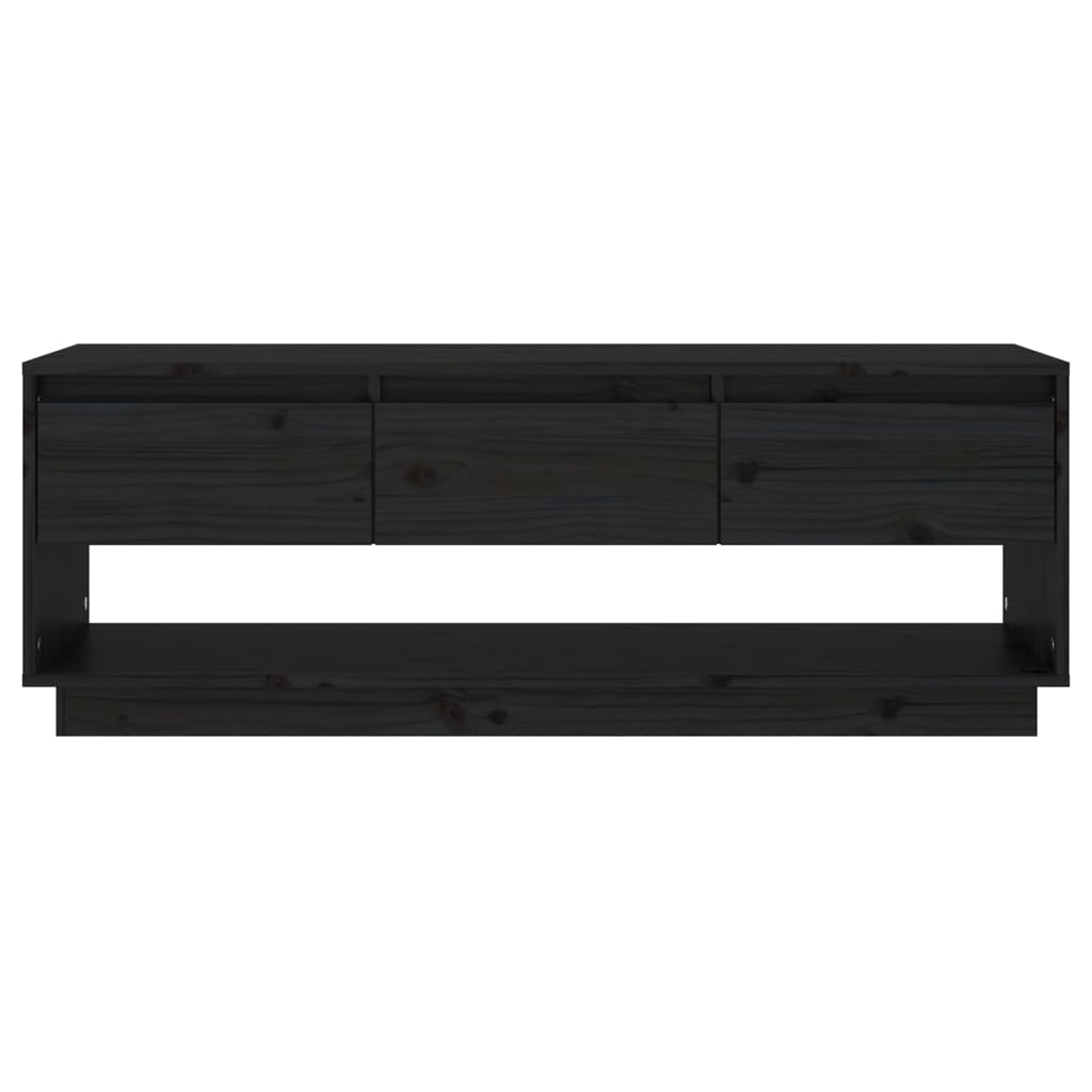 Mobile Porta TV Nero 110,5x34x40 cm in Legno Massello di Pino