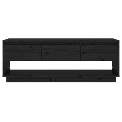 Mobile Porta TV Nero 110,5x34x40 cm in Legno Massello di Pino