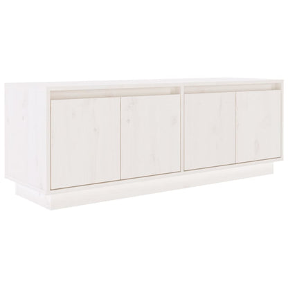 Mobile Porta TV Bianco 110x34x40 cm in Legno Massello di Pino