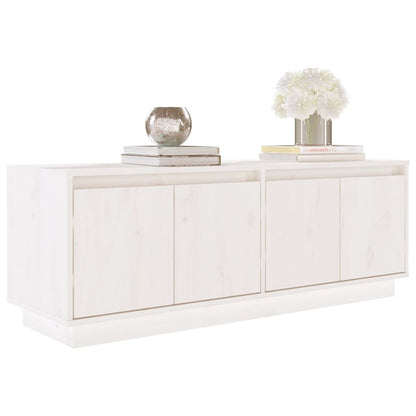 Mobile Porta TV Bianco 110x34x40 cm in Legno Massello di Pino