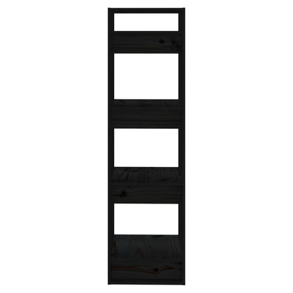 Libreria/Divisorio Nero 41x35x125 cm in Legno Massello di Pino