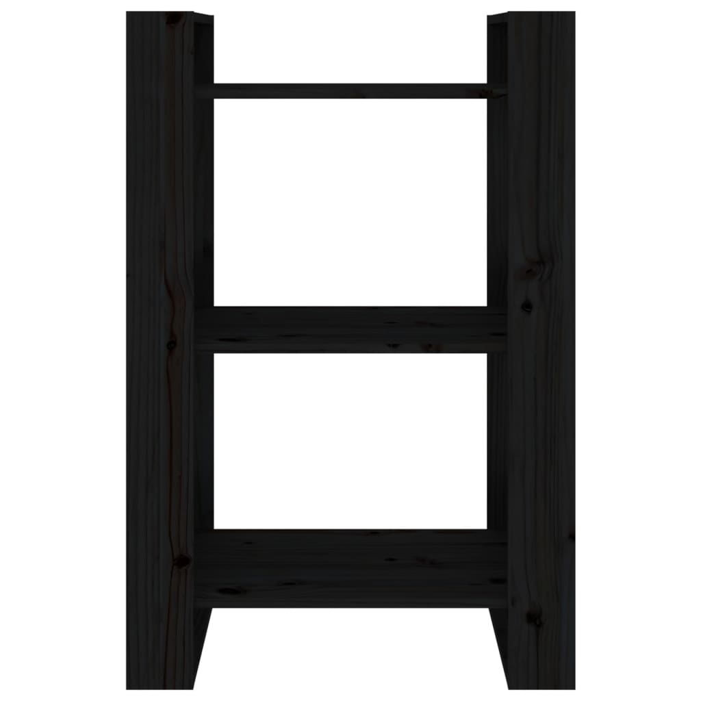 Libreria/Divisorio Nero 60x35x91 cm in Legno Massello di Pino