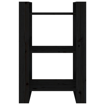Libreria/Divisorio Nero 60x35x91 cm in Legno Massello di Pino