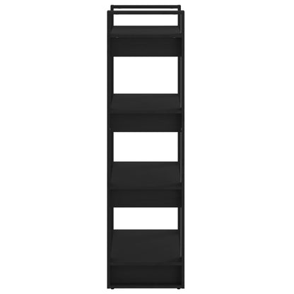Libreria/Divisorio Nero 80x35x125 cm Legno Massello
