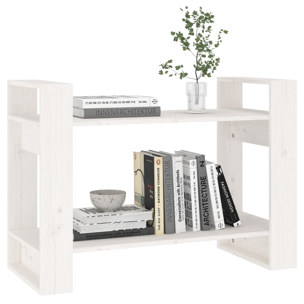 Libreria/Divisorio Bianco 41x35x57 cm in Legno Massello di Pino