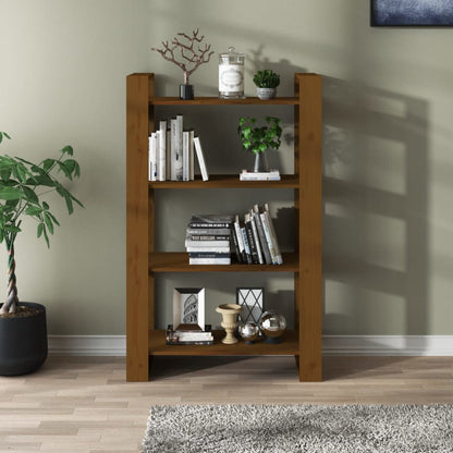 Libreria/Divisorio Ambrato 80x35x125 cm Legno Massello di Pino