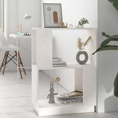 Libreria/Divisorio Bianco 51x25x70 cm in Legno Massello di Pino