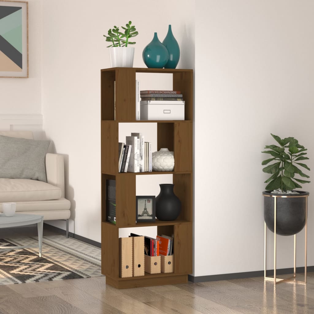 Libreria/Divisorio Ambrato 51x25x132 cm in Massello di Pino