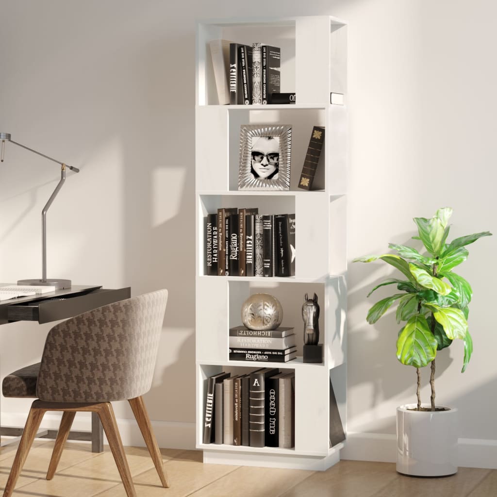 Libreria/Divisorio Bianco 51x25x163,5 cm Legno Massello di Pino