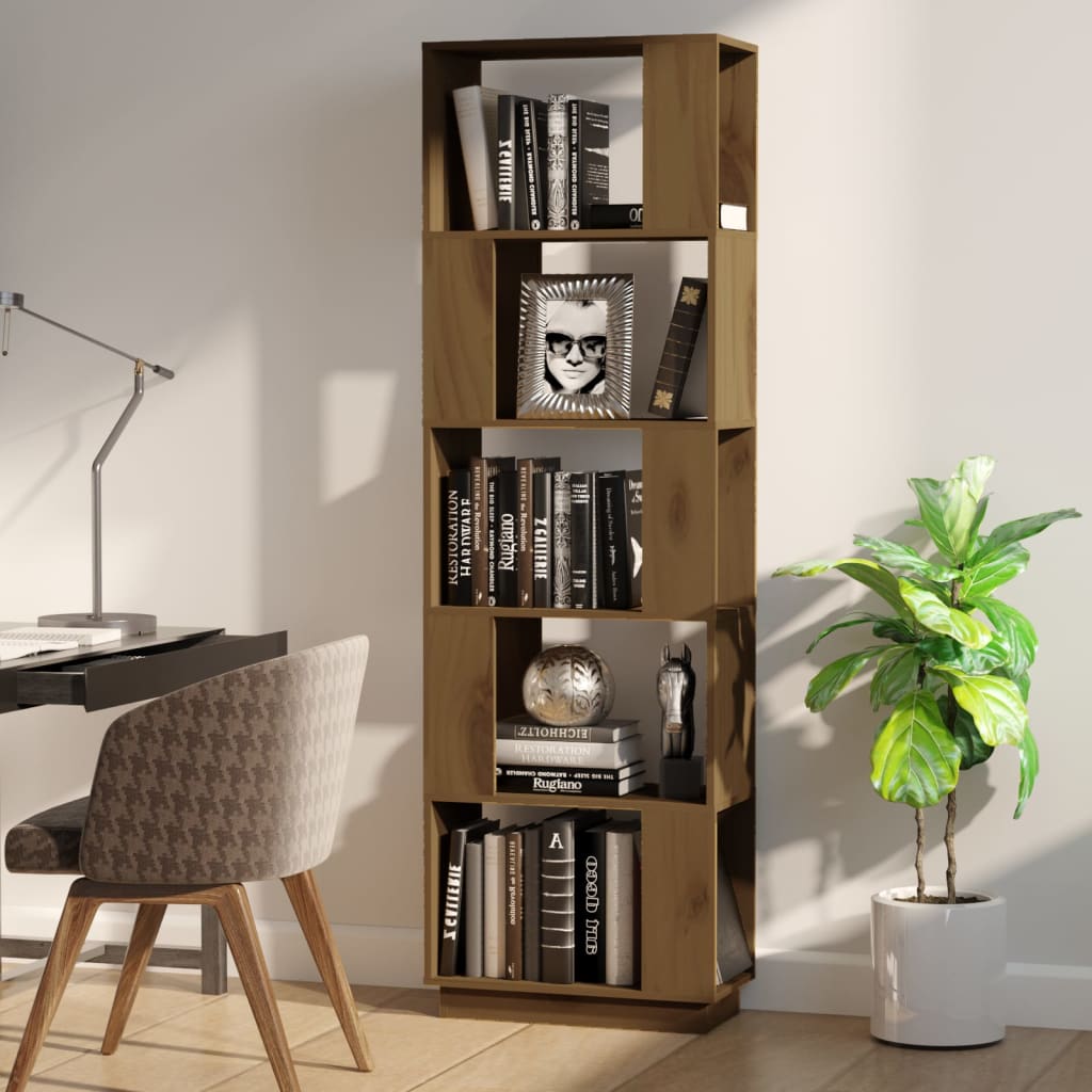 Libreria/Divisorio Ambrato 51x25x163,5cm Legno Massello di Pino
