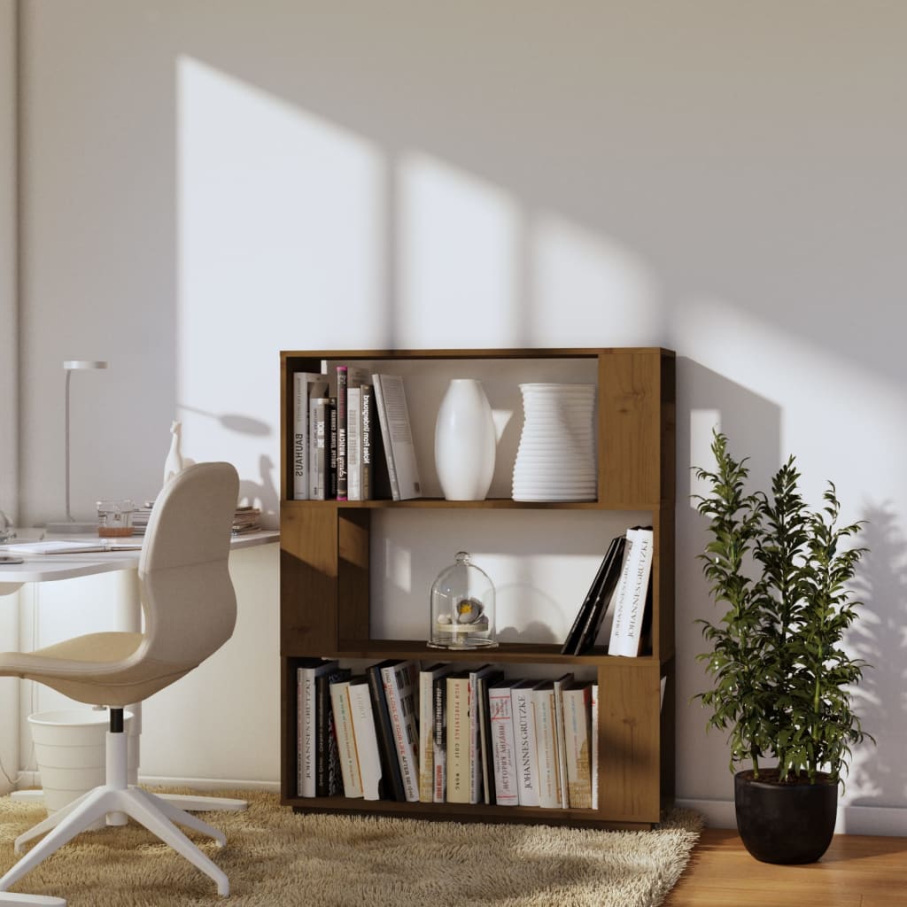Libreria/Divisorio Ambrato 80x25x101 cm Legno Massello di Pino