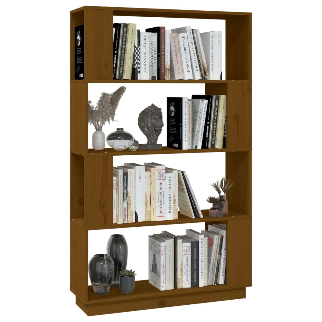 Libreria/Divisorio Ambrato 80x25x132 cm Legno Massello di Pino