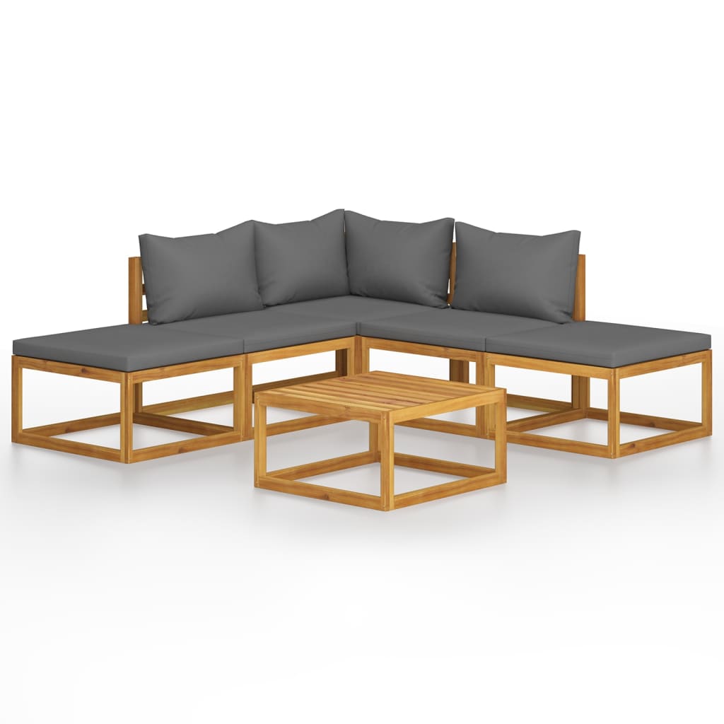 Set Salotto da Giardino 6 pz con Cuscini Letto Massello Acacia