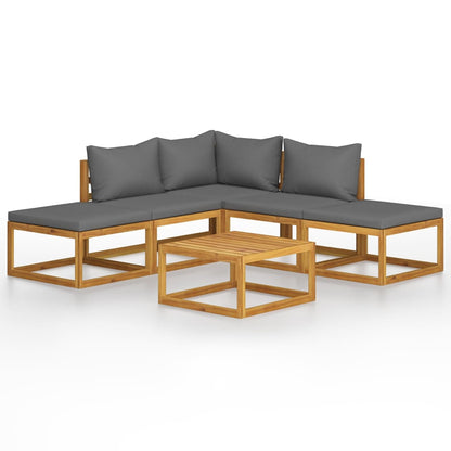 Set Salotto da Giardino 6 pz con Cuscini Letto Massello Acacia