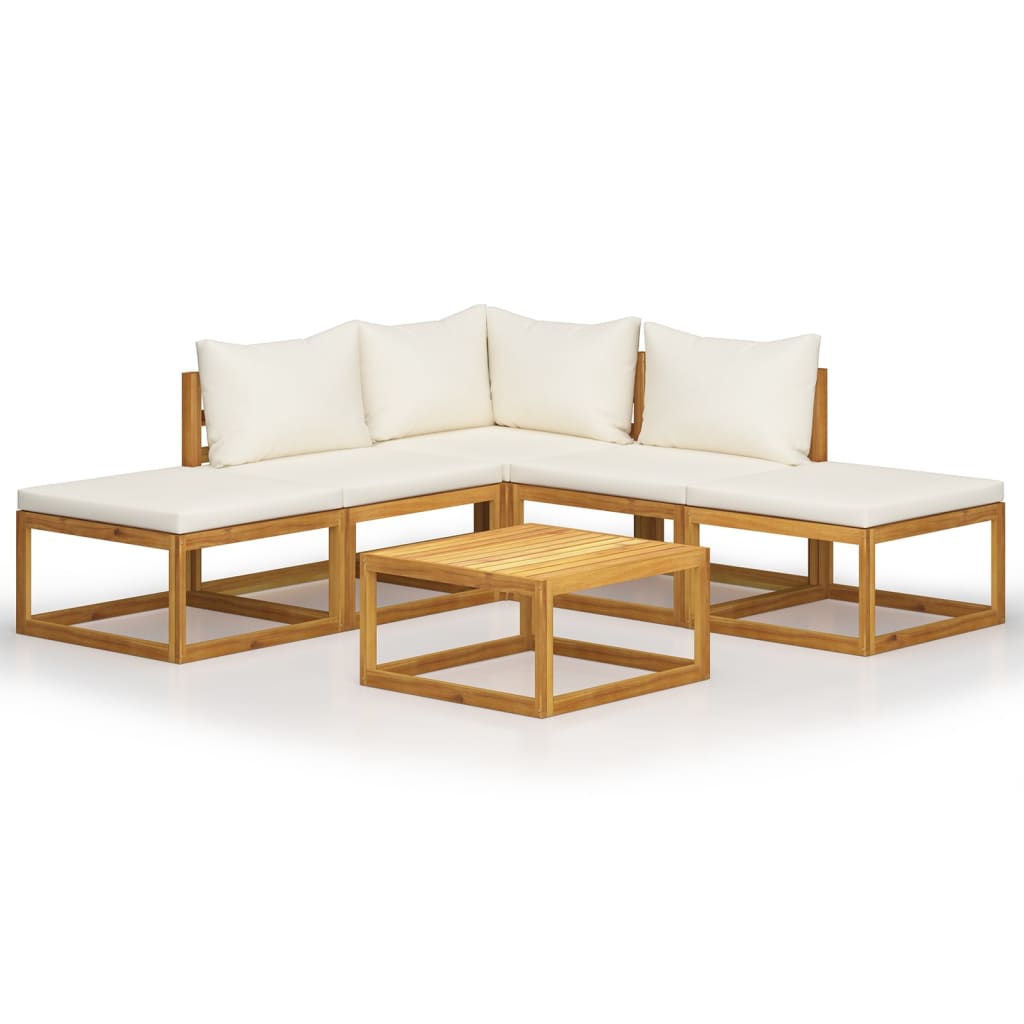 Set Salotto da Giardino 6 pz con Cuscini Letto Massello Acacia