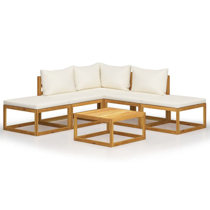 Set Salotto da Giardino 6 pz con Cuscini Letto Massello Acacia