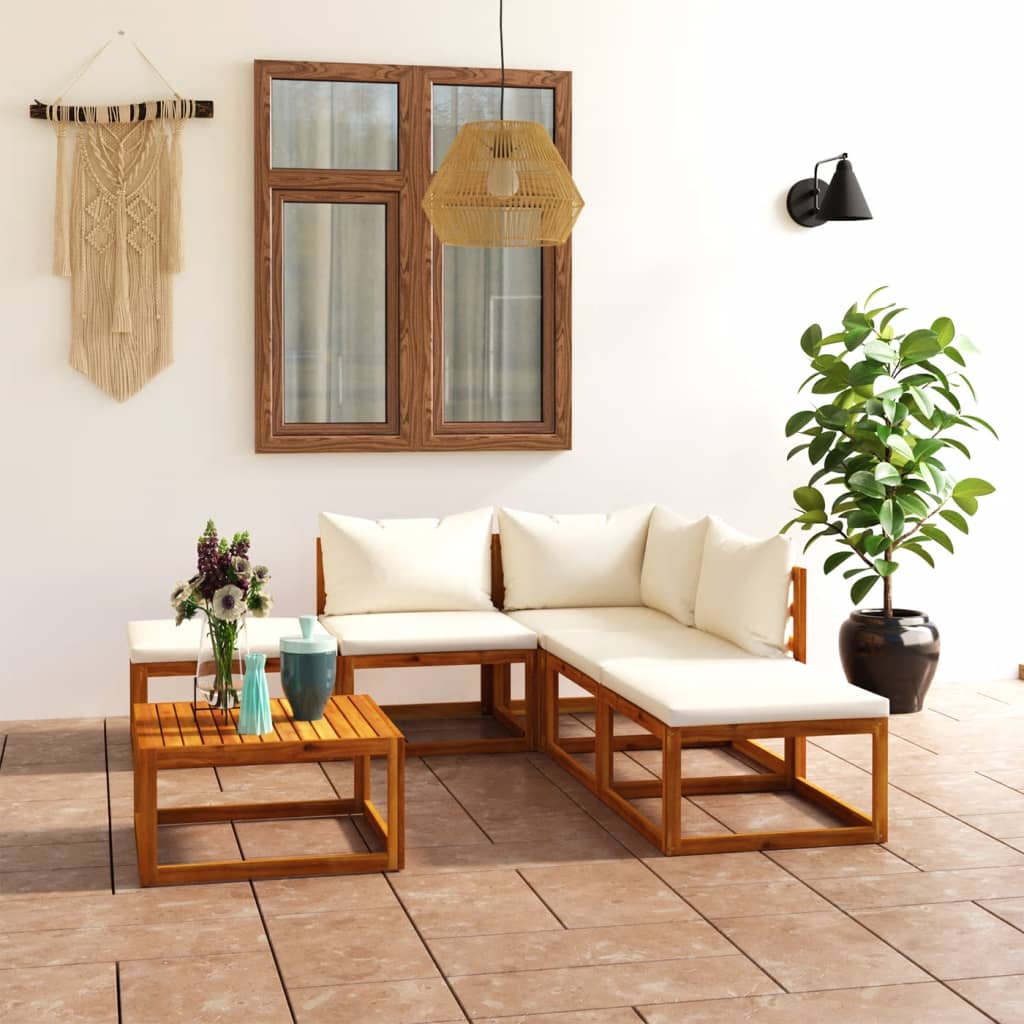 Set Salotto da Giardino 6 pz con Cuscini Letto Massello Acacia