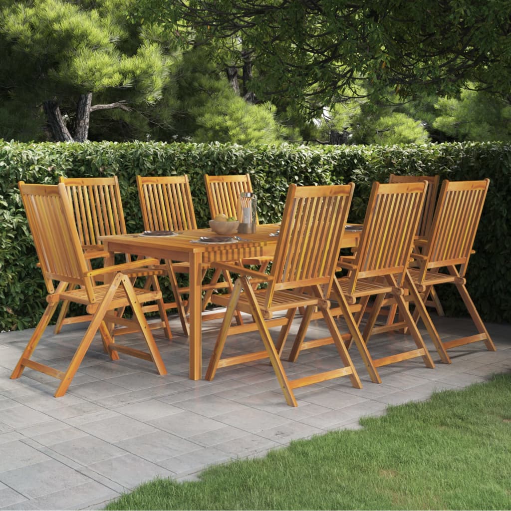 Set da Pranzo per Giardino 9 pz in Legno Massello di Acacia