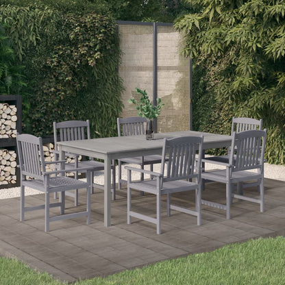 Set da Pranzo da Giardino 7 pz Legno Massello di Acacia Grigio