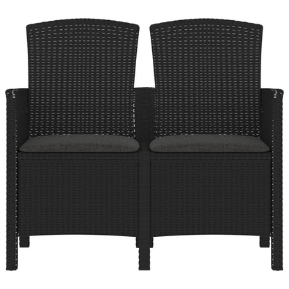 Sedia da Giardino a 2 Posti con Cuscini PP Rattan Grafite
